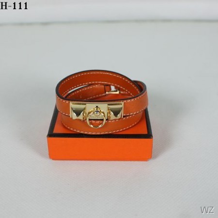Hermes Orange Rivale Double Wrap Bracelet In Gold